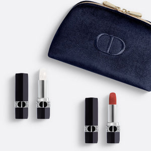 ROUGE DIOR COUTURE LIP ESSENTIALS - LIMITED EDITION ~ Rouge Dior Set - Lipstick, Lip Balm and Couture Pouch